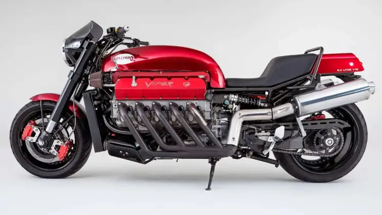 Legend&auml;res Motorrad mit Viper-V10-Motor und 500 PS als exklusives Unikat von Allen Millyard steht zum Verkauf